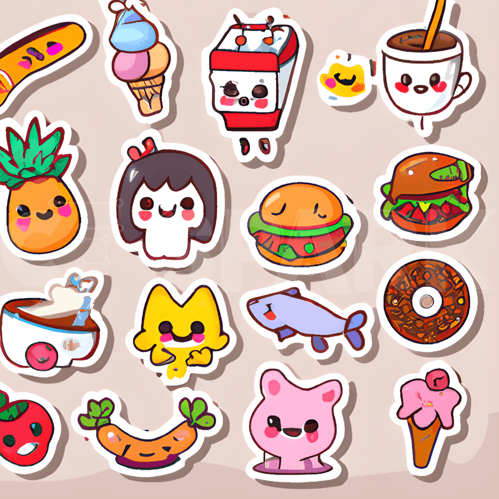 Cute Kawaii Food Stickers · Creative Fabrica