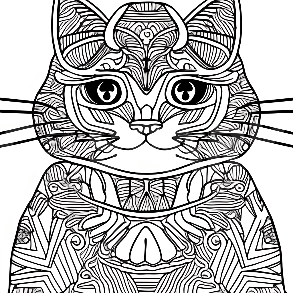 Kawaii Cat Coloring Pages · Creative Fabrica