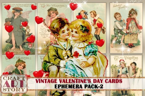 Vintage Victorian Valentines Day cards Ephemera (2321563)