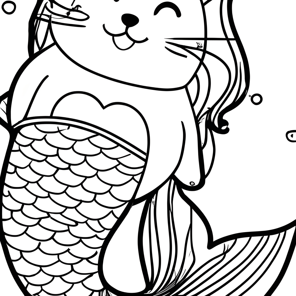 Desenho para colorir de gato em preto e branco · Creative Fabrica