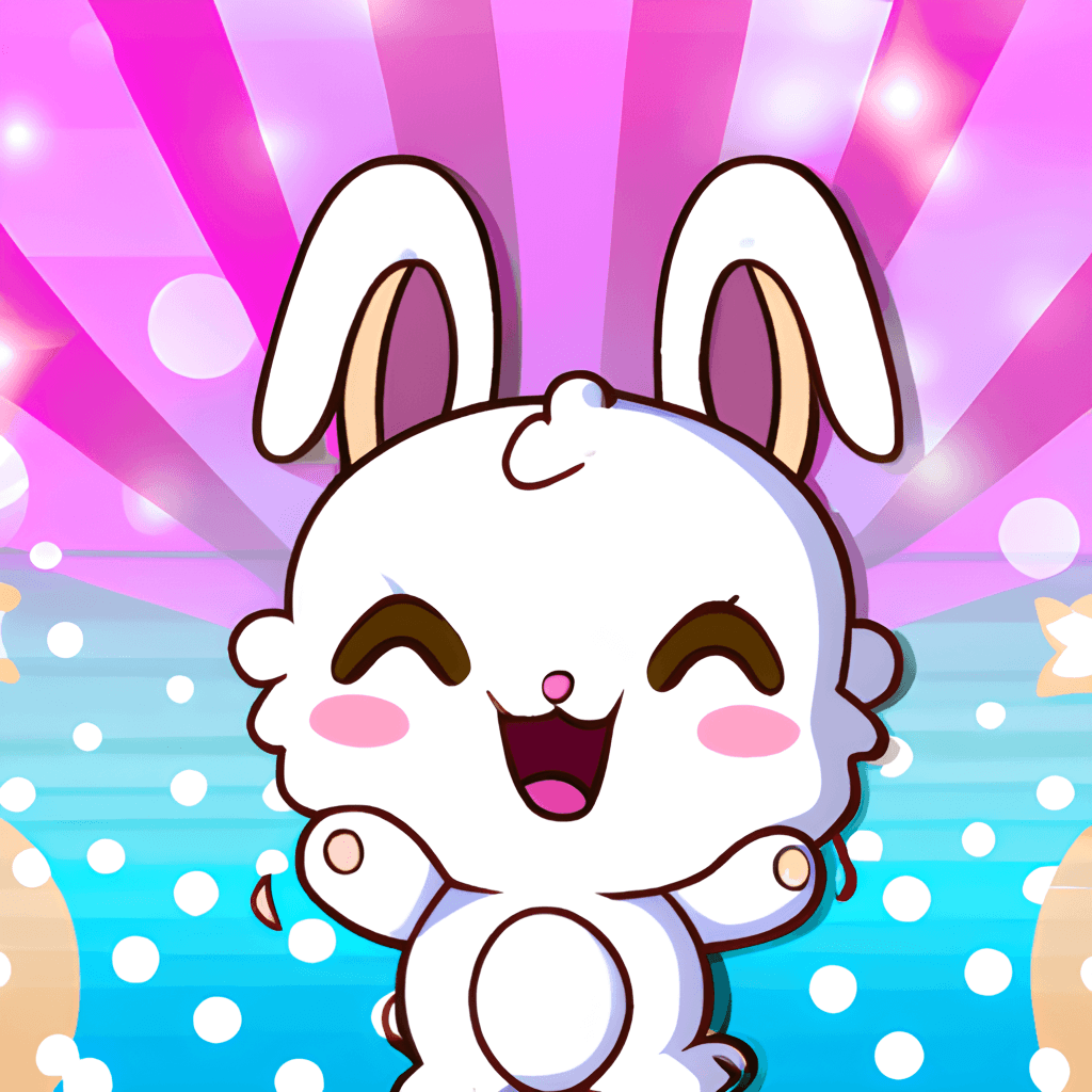Kawaii Chibi Rabbit Bunny Smiling Happy Colorful Cute Background ...