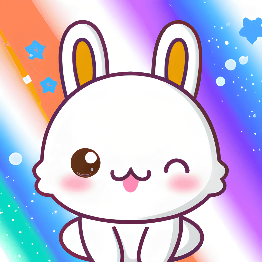 Kawaii Chibi Rabbit Bunny Smiling Happy Colorful Cute Background ...