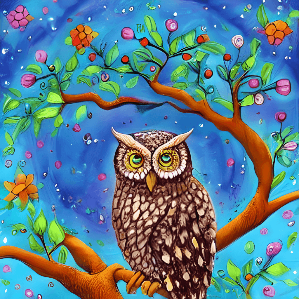 Whimsical Fantasy Beautiful Detailed Painting Owl · Creative Fabrica