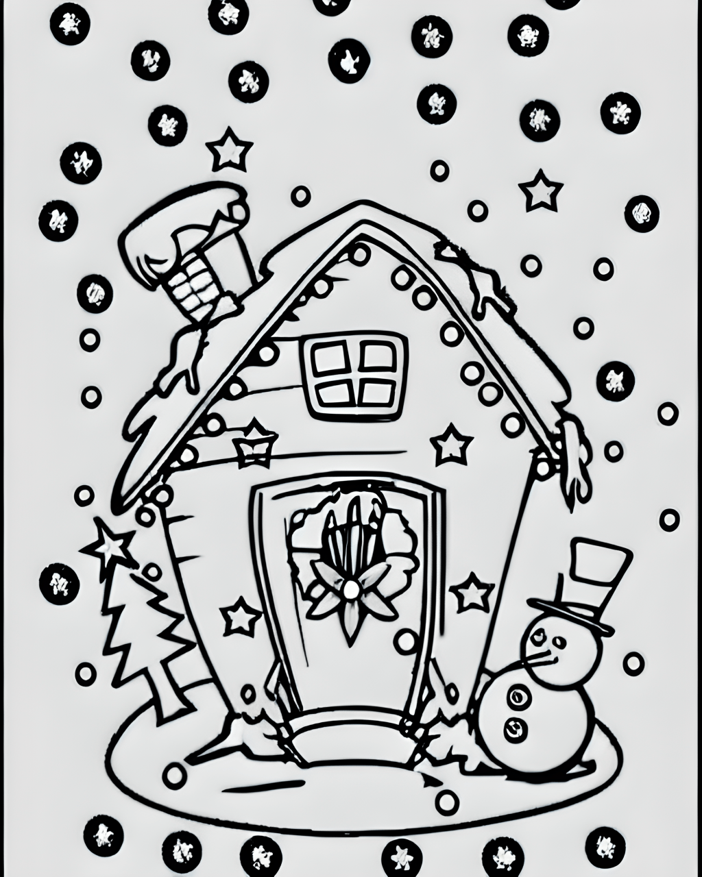 Desenho de Natal Kawaii para colorir · Creative Fabrica