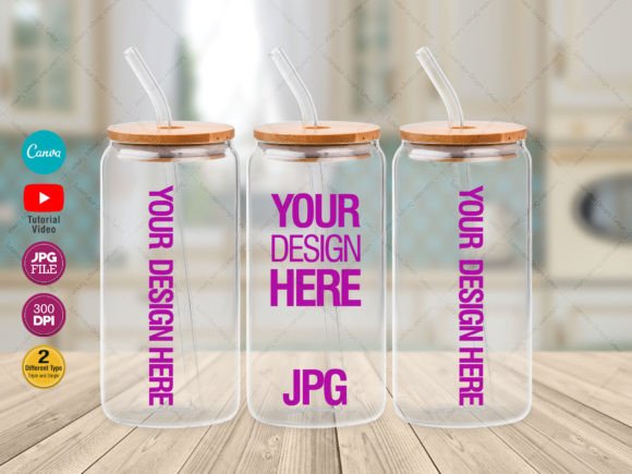 16 Oz Libbey Glass Can Tumbler Mockup Graphic by sublimation