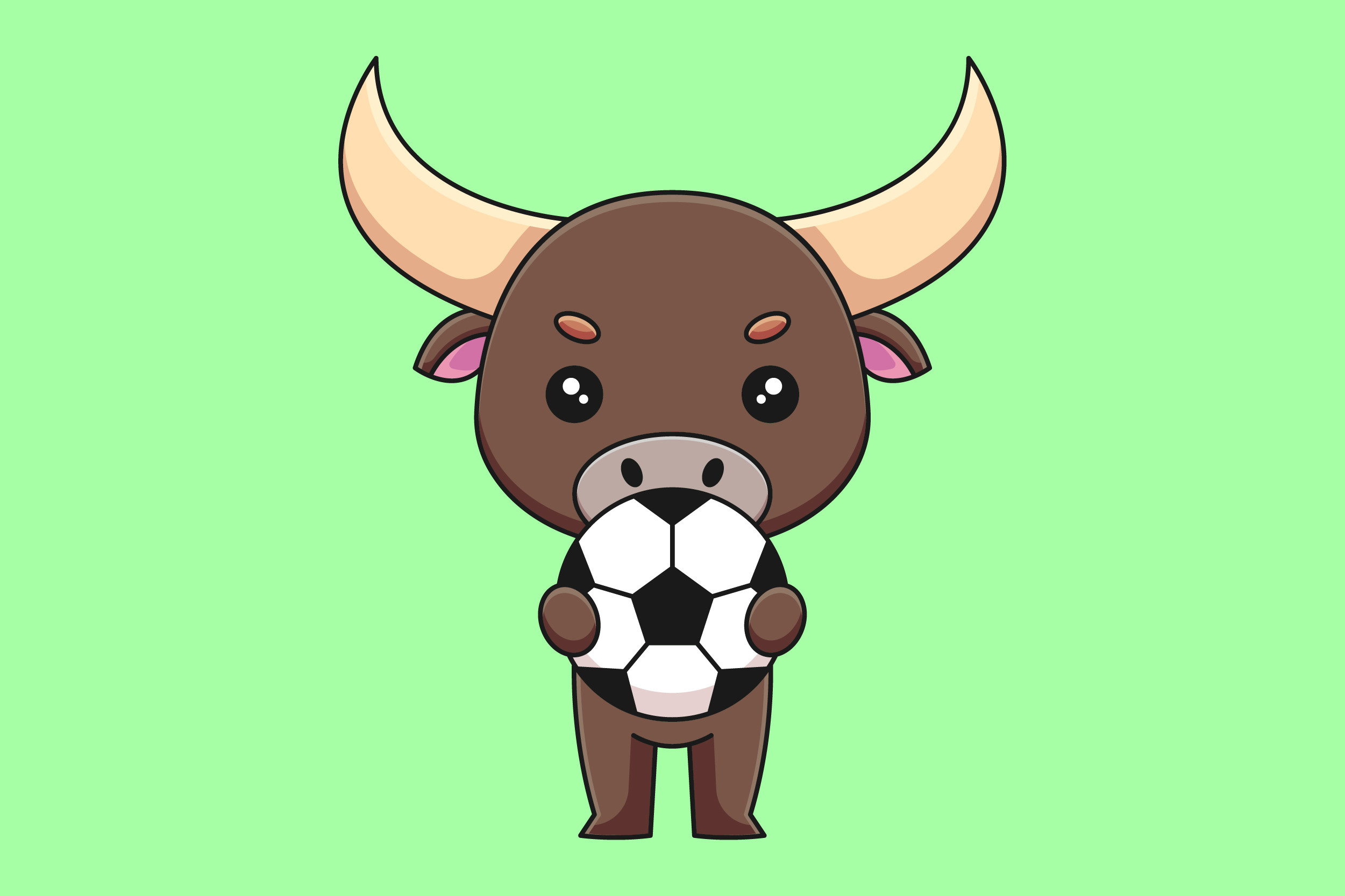 Cute Bull Holding Soccer Ball Cartoon Graphic by Artcuboy · Creative ...