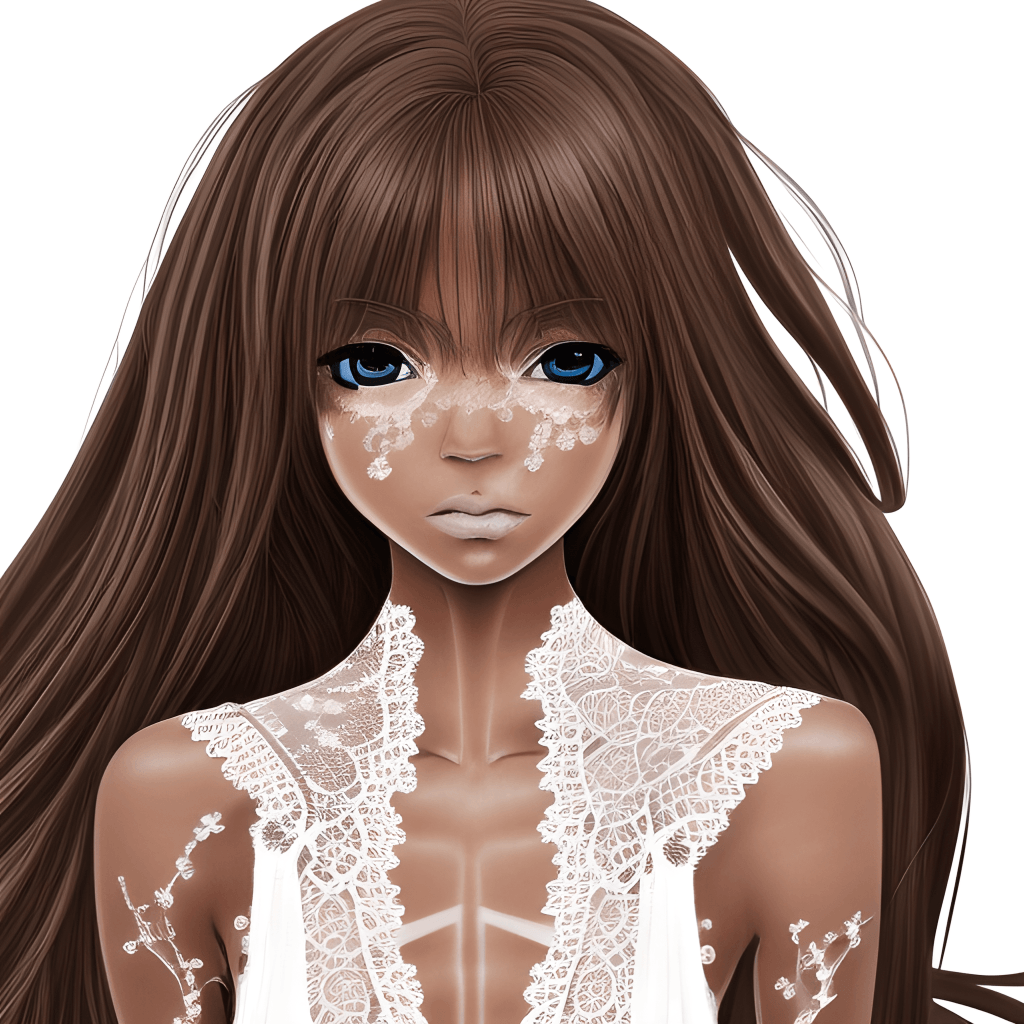 Anime Brown Skin Woman in Insanely Detailed White Lace Dress · Creative ...