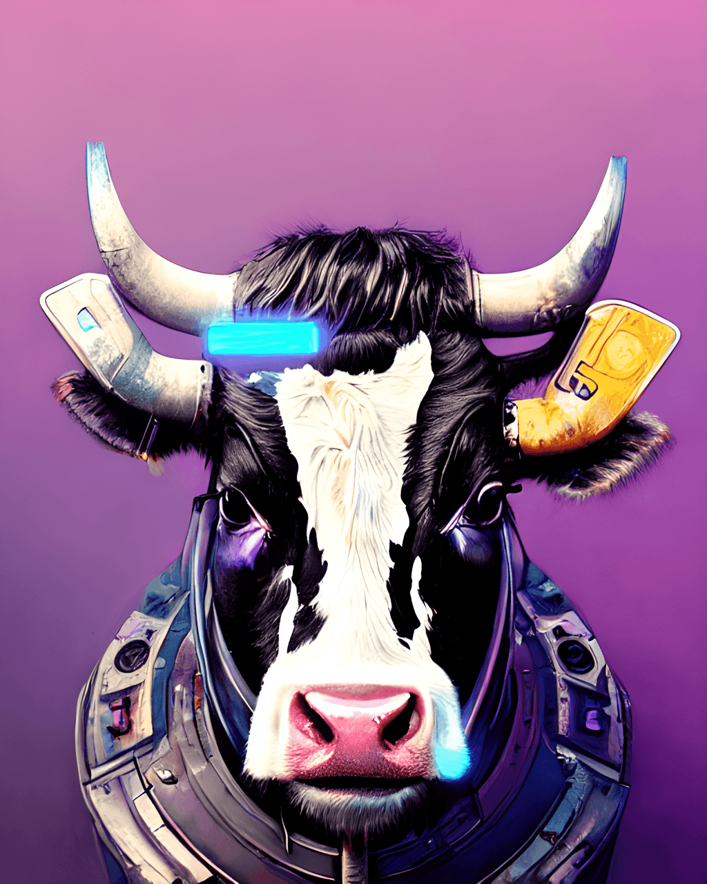 Cyberpunk Cow by Sandra Chevrier and Greg Rutkowski · Creative Fabrica