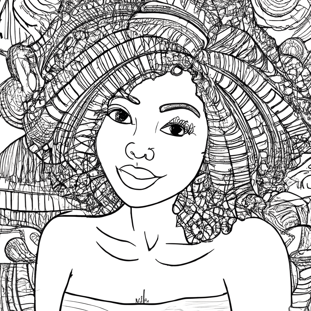 Beautiful African American Woman Coloring Page · Creative Fabrica