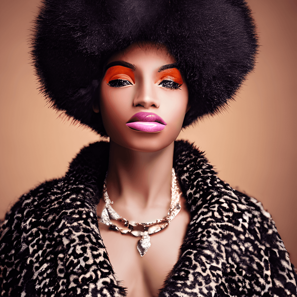 Impresionante mujer afroamericana con abrigo de piel de leopardo · Creative  Fabrica