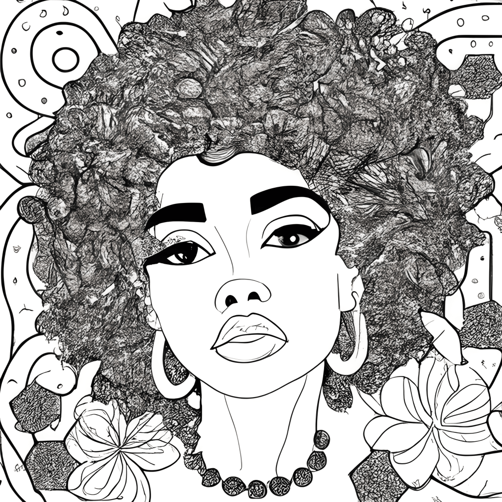 Beautiful African American Woman Coloring Page · Creative Fabrica