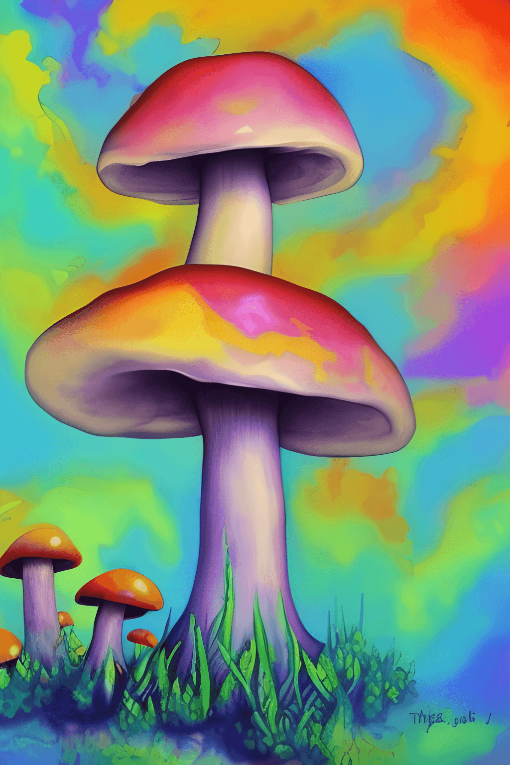 Fantasy Trippy Mushroom Colorful Painting · Creative Fabrica