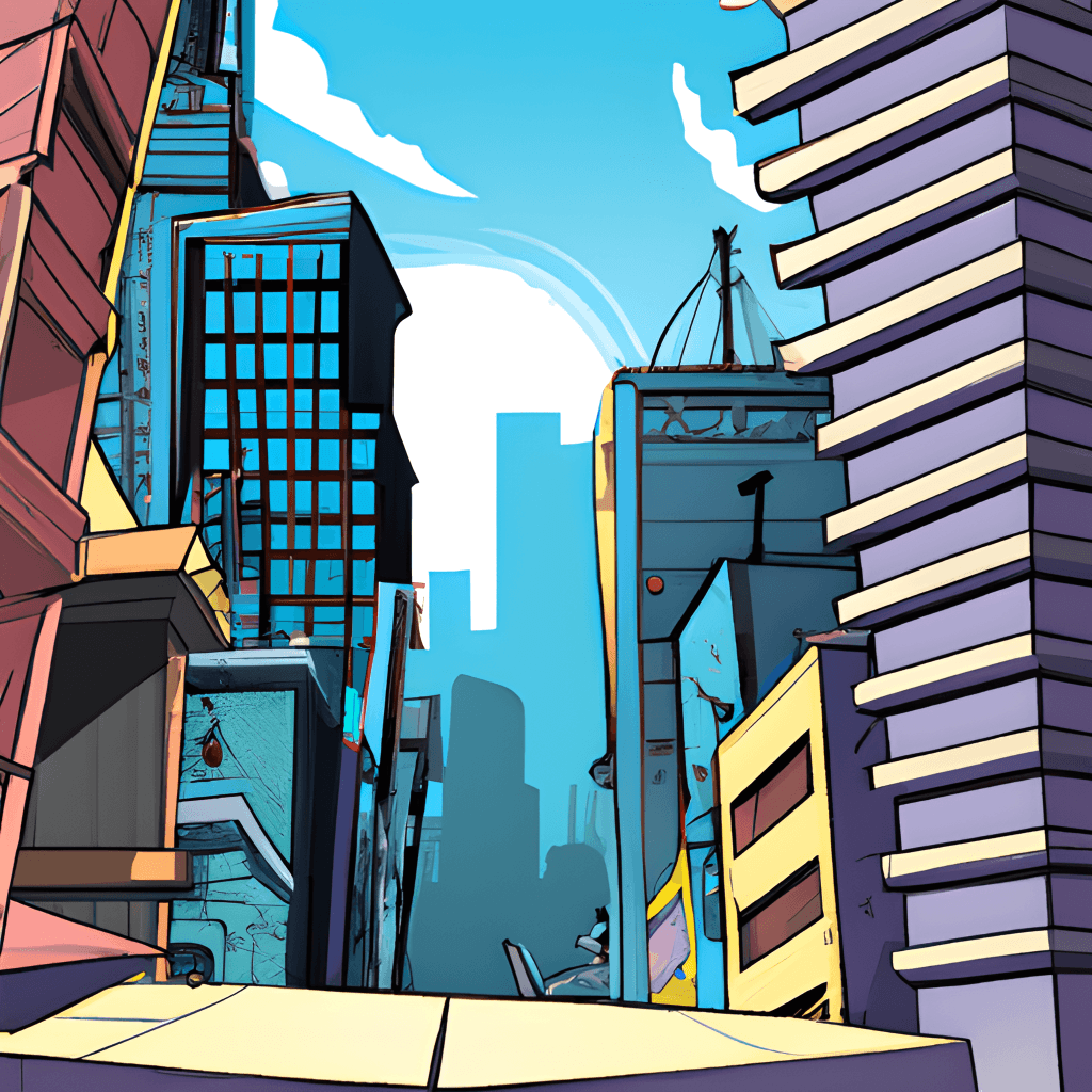 Scena di sfondo della città in stile Marvel Comics · Creative Fabrica