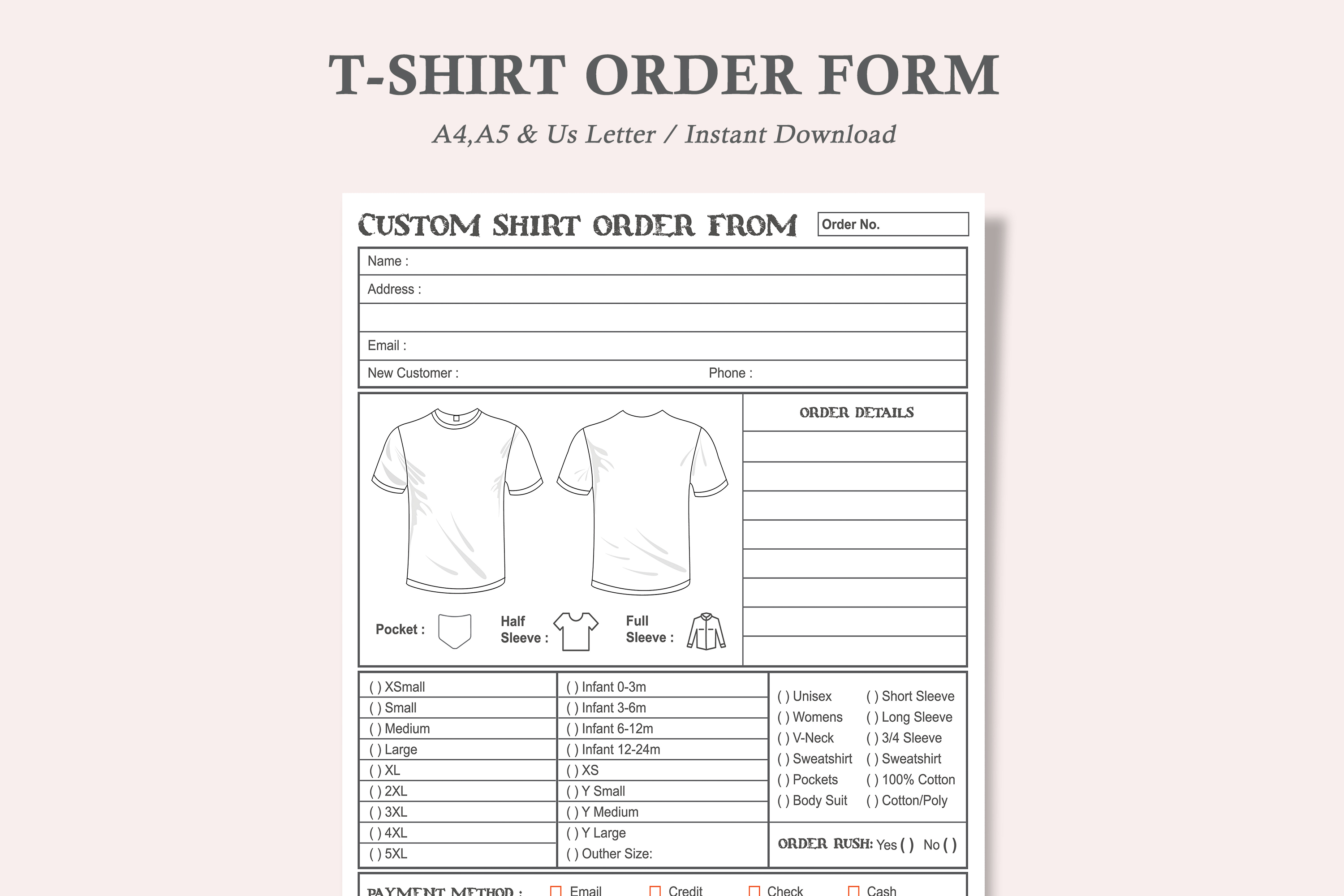 T Shirt Order Form Graphic by watercolortheme · Creative Fabrica