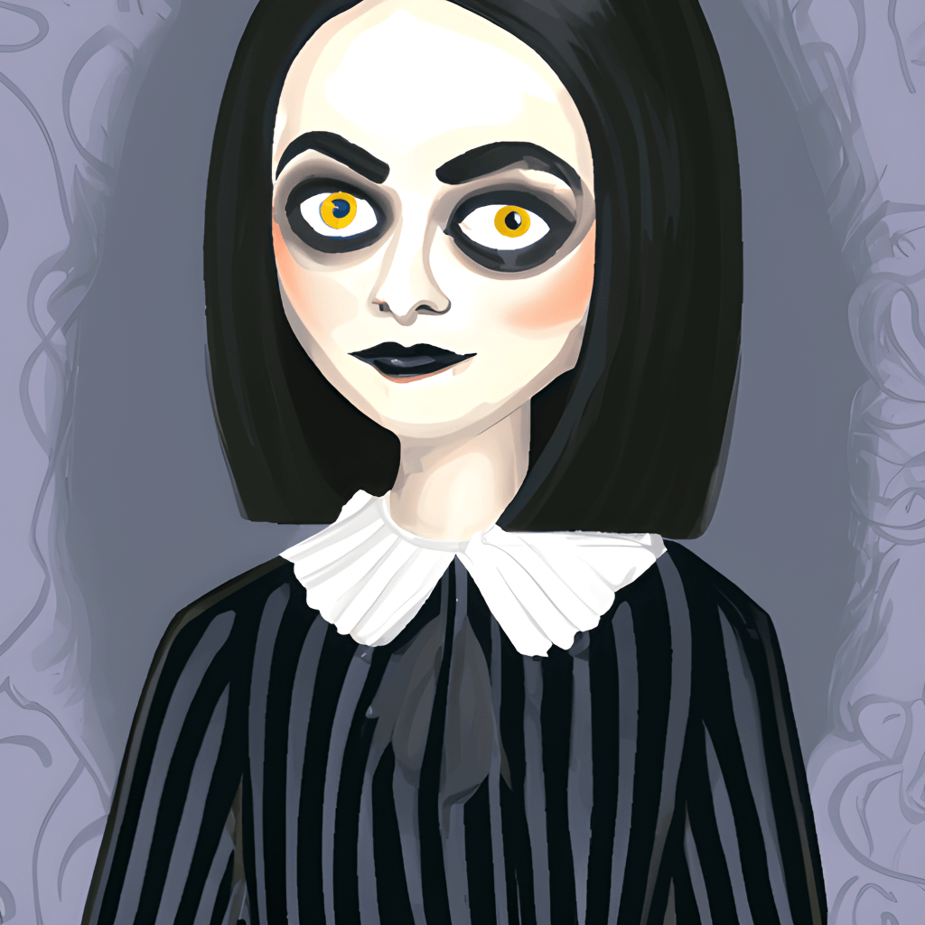Mercredi Addams Painting Illustration · Creative Fabrica