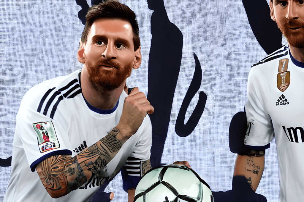 Leo Messi in Real Madrid Jersey · Creative Fabrica