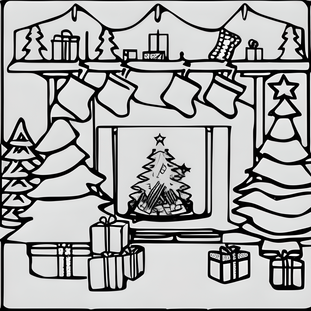 Desenho para colorir de Natal Casa decorada · Creative Fabrica