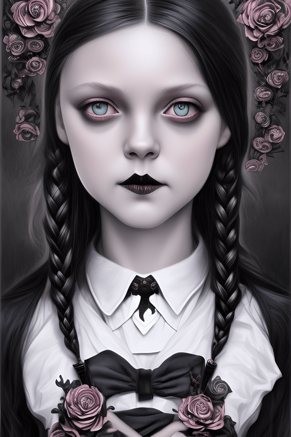 Beautiful Wednesday Addams in School Uniform by Charlie Bowater ...