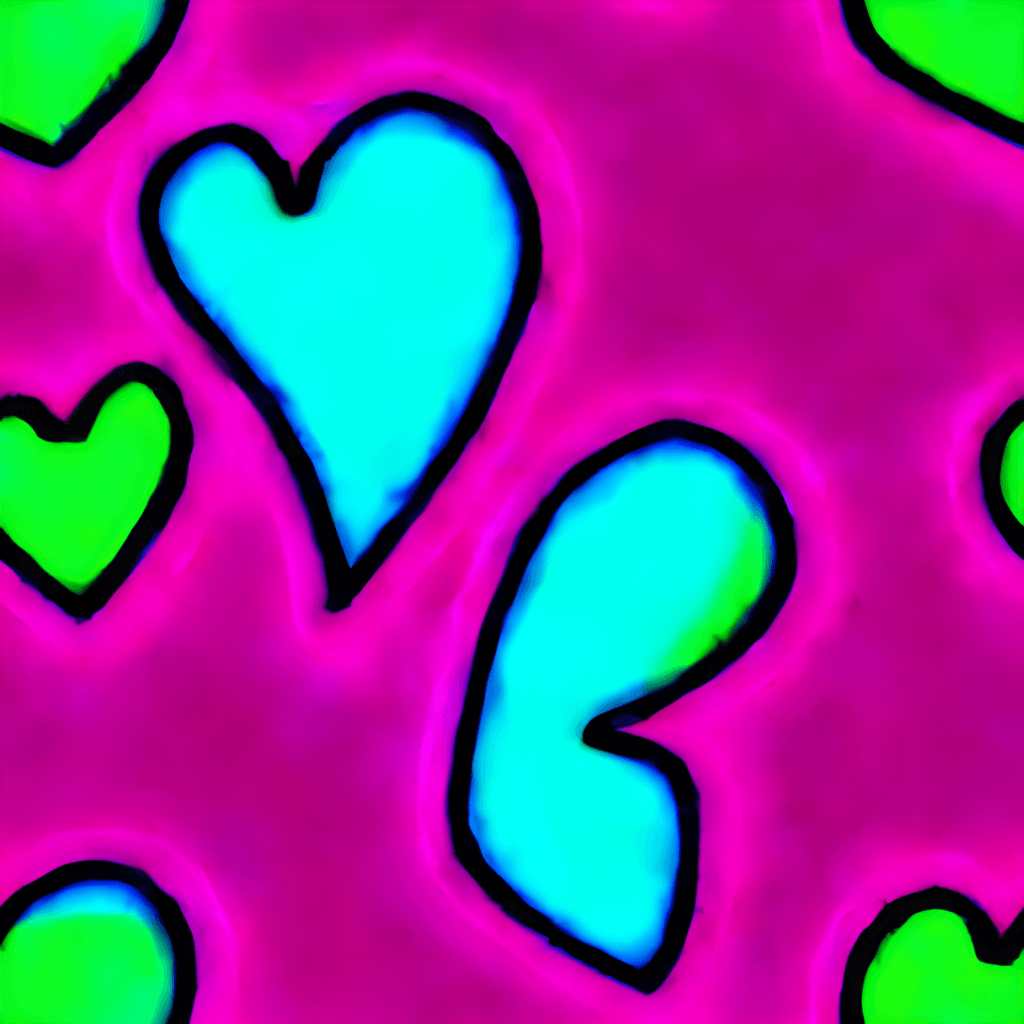 Neon Colored Valentine's Day Hearts Kawaii Chibi 8k HD Cartoon ...