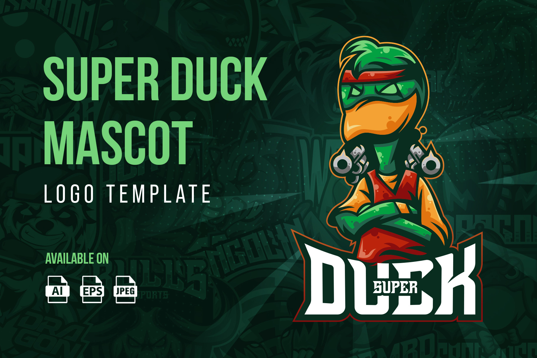 Super Duck Mascot Logo Template Gráfico por lokavora · Creative