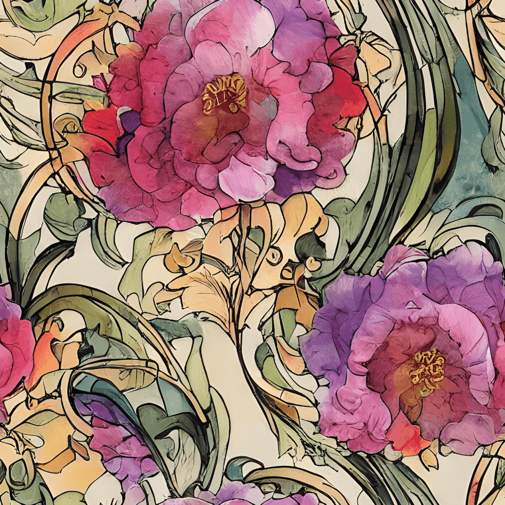 Art Nouveau Floral Watercolor Graphic · Creative Fabrica