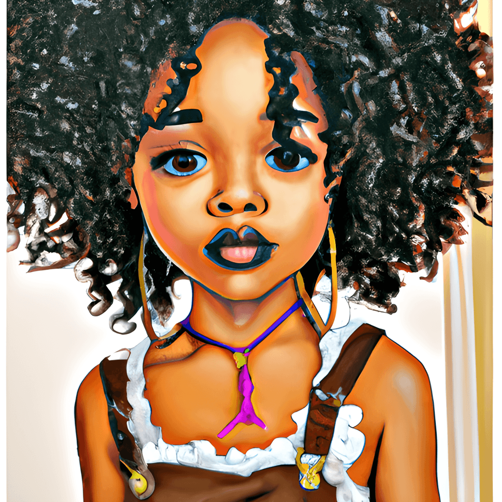African American Girl With Curly Locs · Creative Fabrica