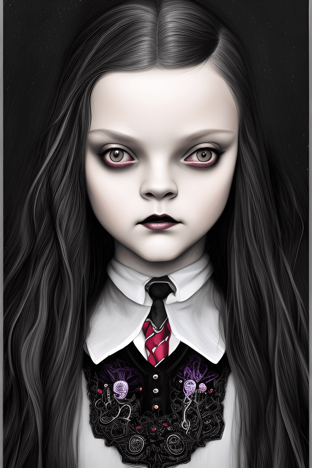 Beautiful Wednesday Addams Wearing School Uniform by Charlie Bowater by ...