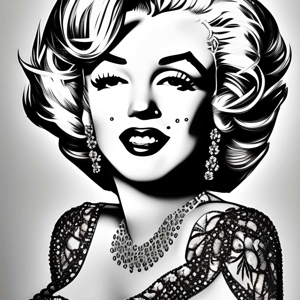 marilyn monroe face black and white silhouette