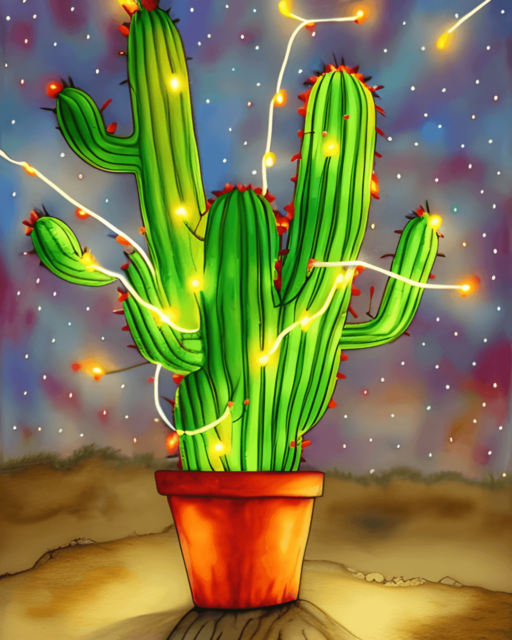 Cactus Smile in Boho Colors Summer Canvas Paint Art Kit