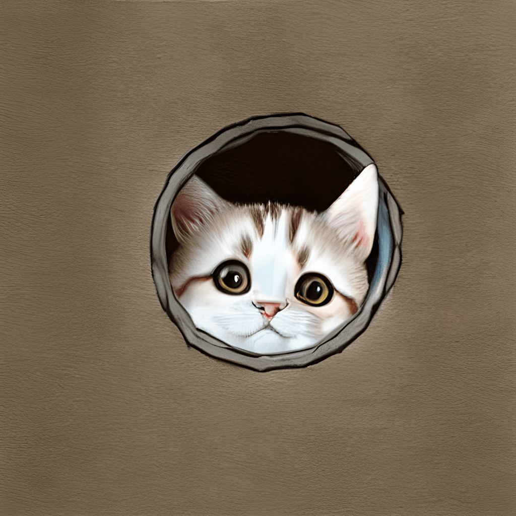 Peeking Cat Peeping Through Hole · Creative Fabrica