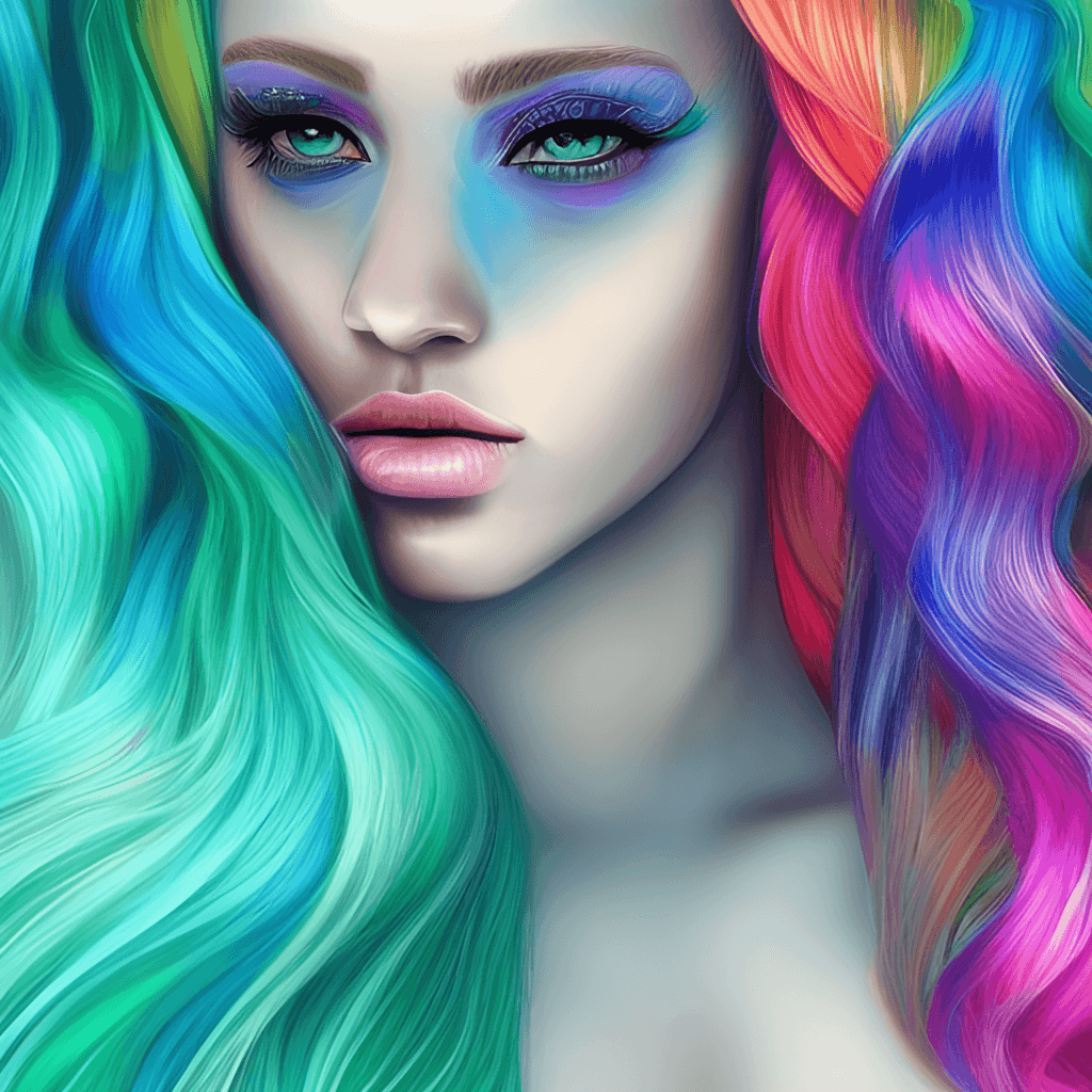 Beautiful Sexy Mermaid with Rainbow Hair · Creative Fabrica