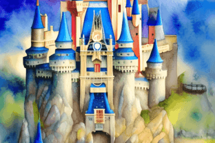 Fantasy Watercolor Illystration of Disney Castle at Magic Kingdom ·  Creative Fabrica