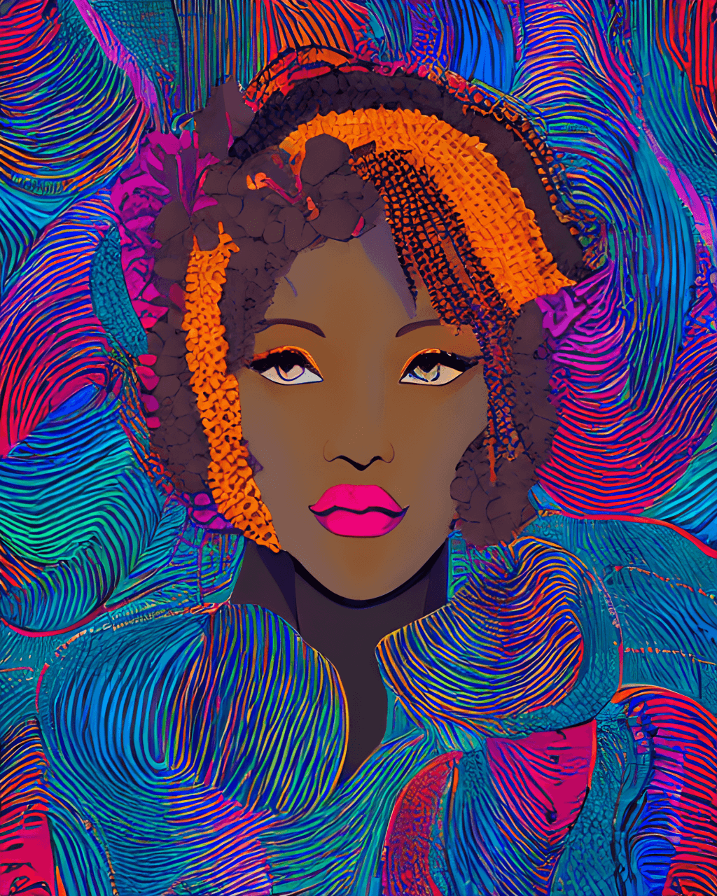 Beautiful African Showgirl Curly Hair 8k Quality Vector Art · Creative ...