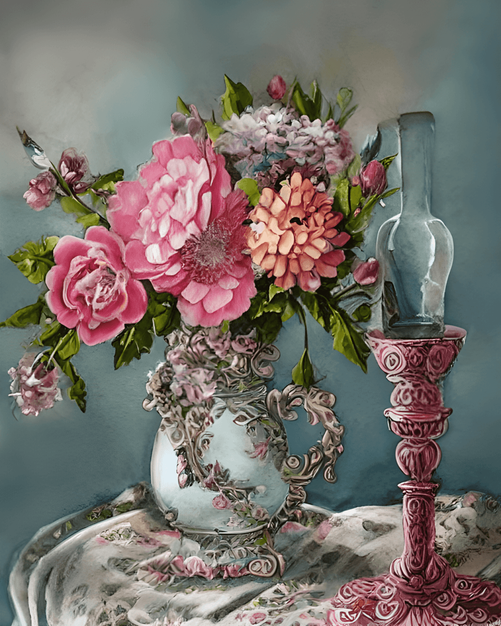 Beautiful Still Life Painting of Fancy Cloisonné Candlestick · Creative ...
