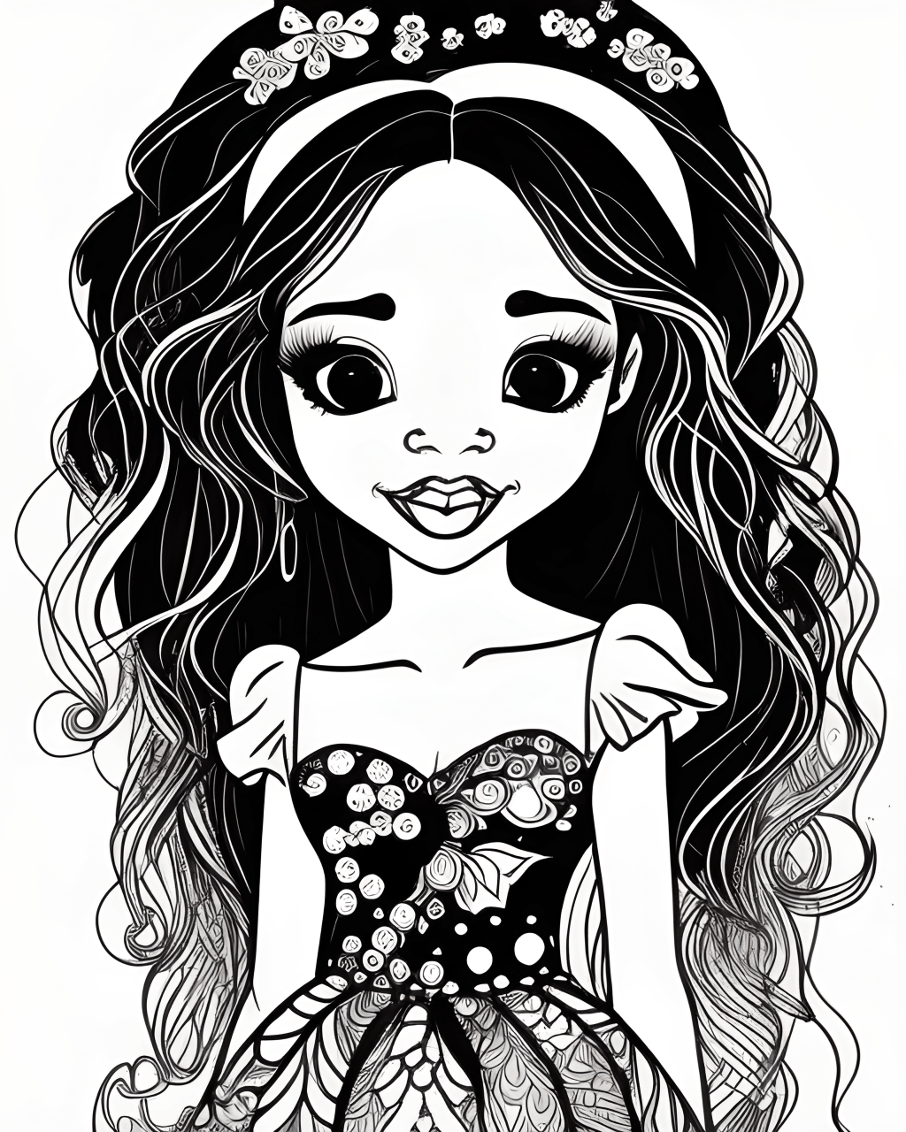Desenho de linda garota, Jasmine Becket-Griffith e Princesas da Disney,  Desenho para colorir, ilustração em preto e branco, detalhes intrincados  hiperrealistas · Creative Fabrica