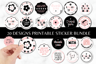 20 Thank You Round Stickers Black & Pink Graphic by Sundiva Design ·  Creative Fabrica