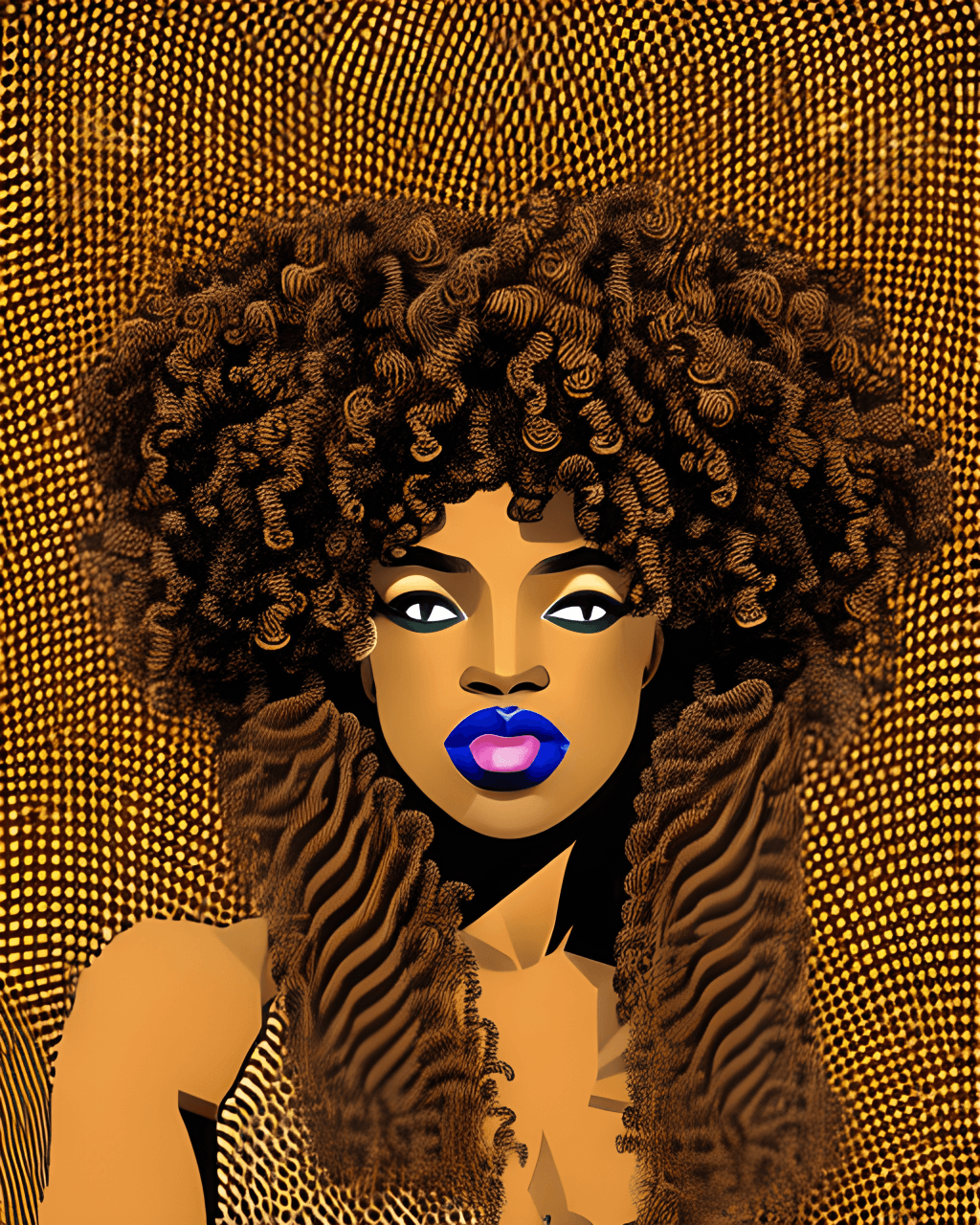 Beautiful African Showgirl Curly Hair Clean Face · Creative Fabrica