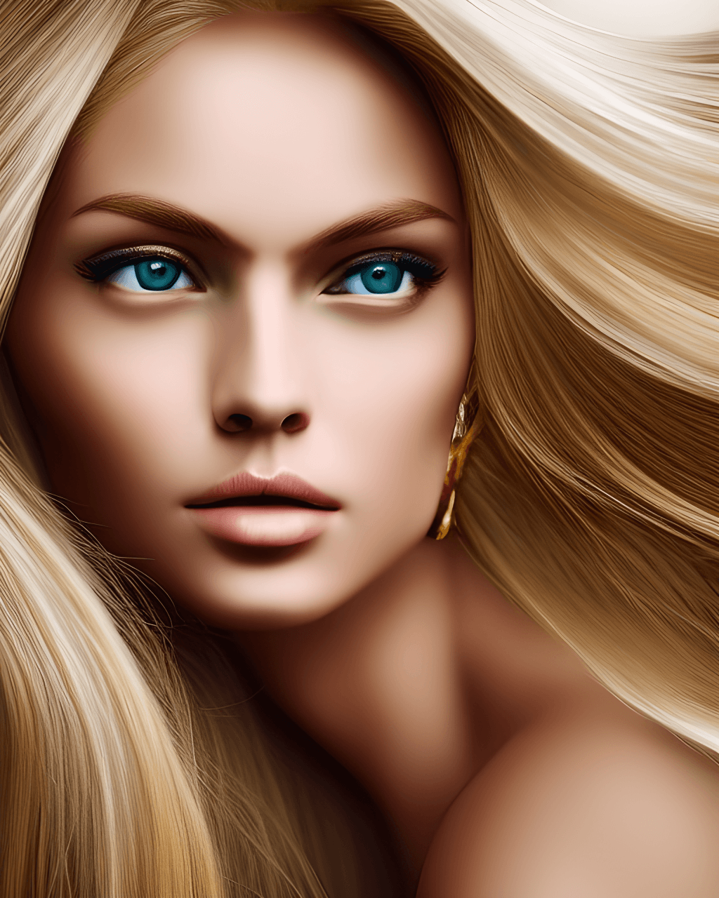 Piękna Blond Kobieta Z Długimi Włosami · Creative Fabrica