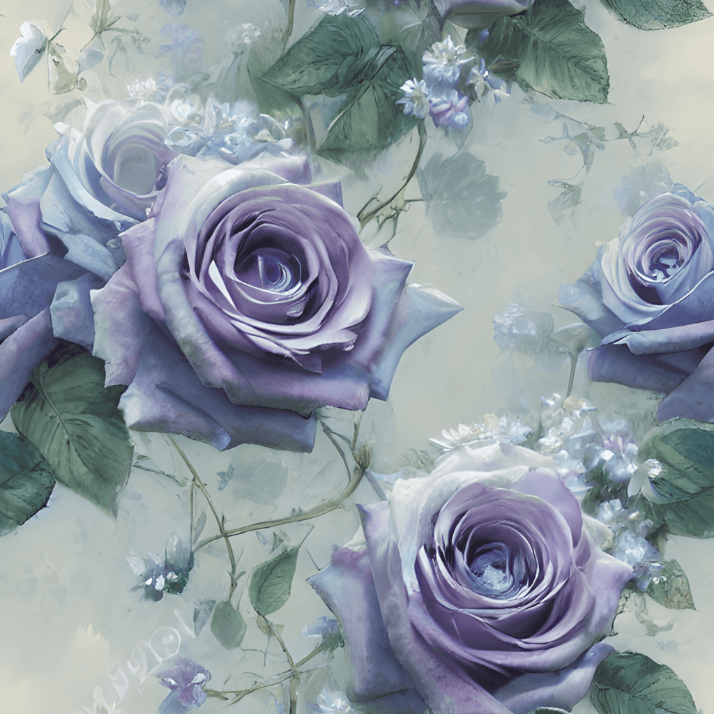 Vintage Blue Roses and Leaves Background · Creative Fabrica
