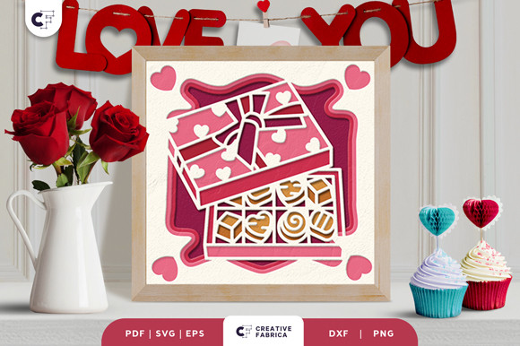 Valentine's Chocolate Box Shadow Box · Creative Fabrica