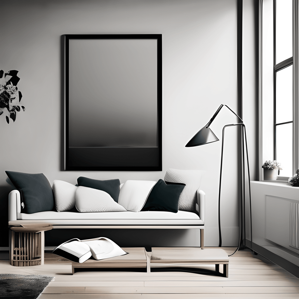 Luxury Furniture Living Room One Frame on Wall Mockup · Creative Fabrica