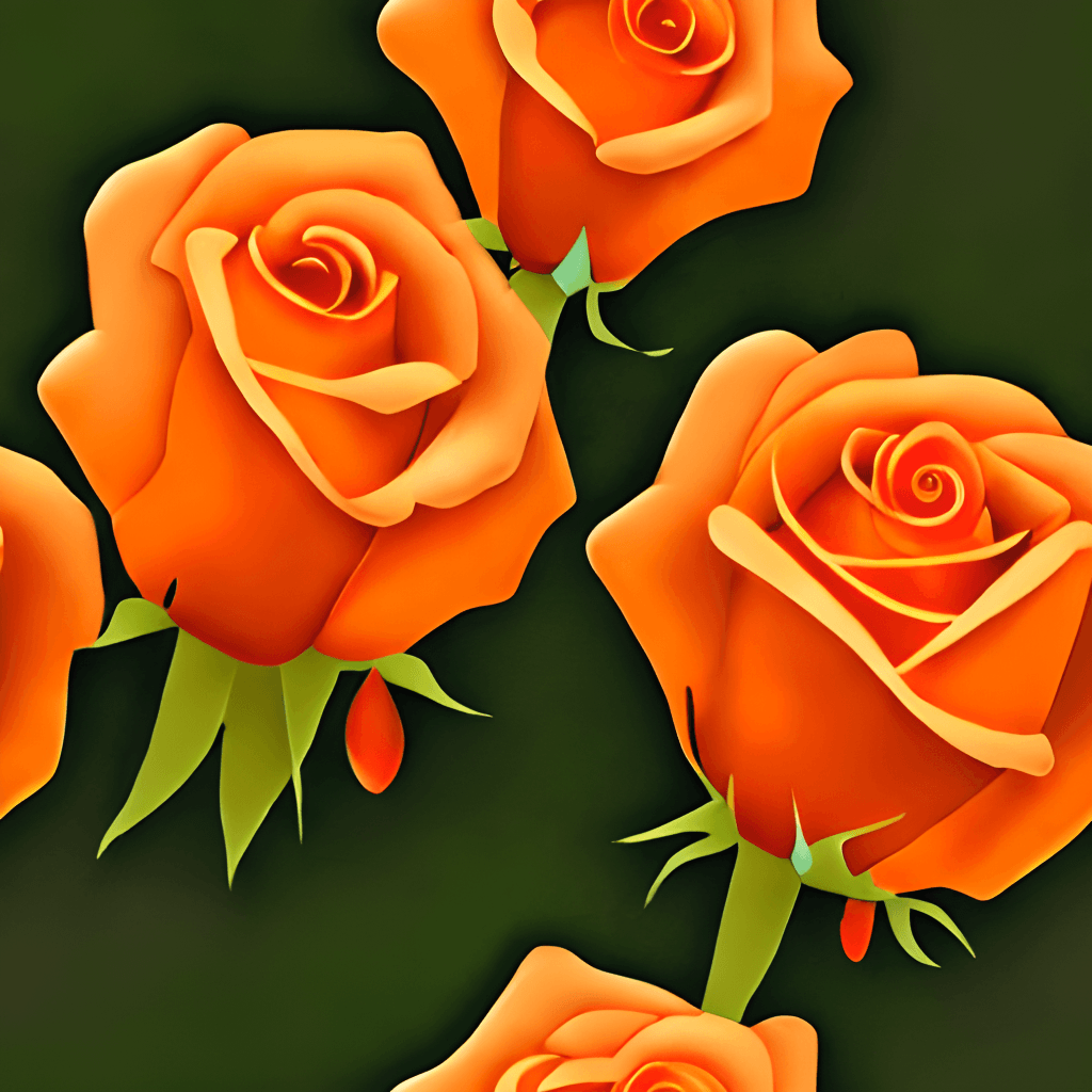 Illustration Orange Rose Pattern · Creative Fabrica