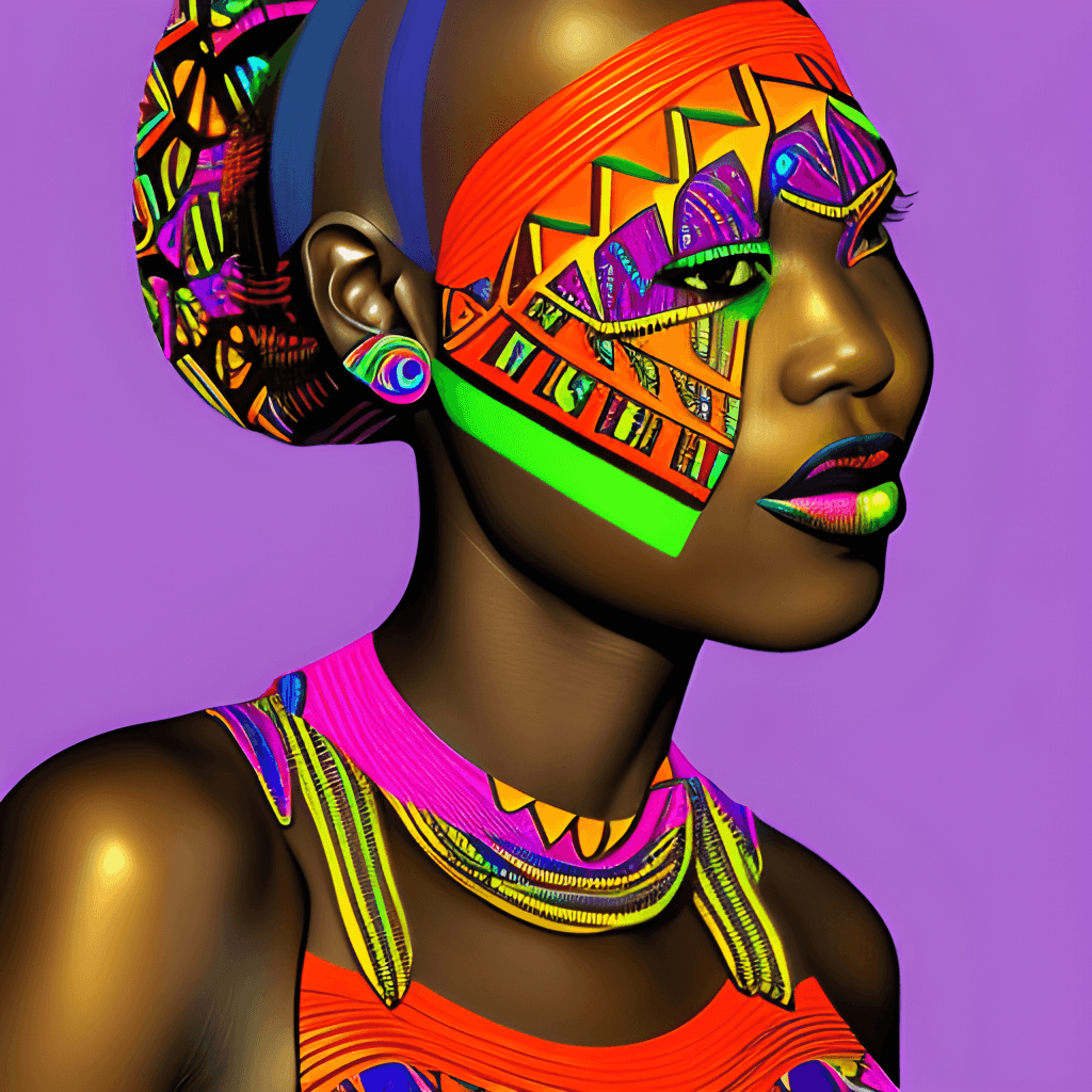 Queen Tribal African Color Neon Joy Global Illumination Concept Art ...