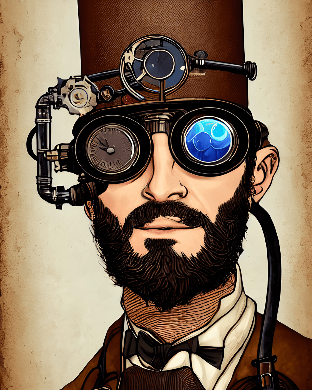 Alchimista con occhiali steampunk stilizzati · Creative Fabrica