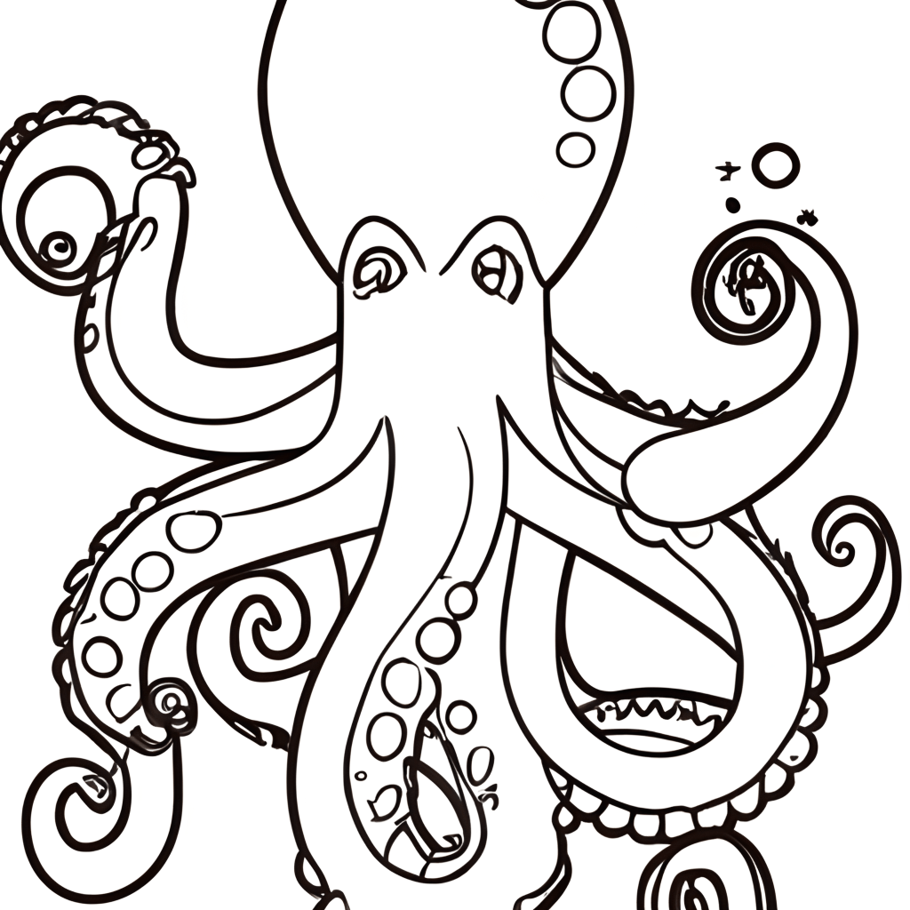 Coloring Page Black and White Octopus · Creative Fabrica