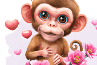 Arte de berçário de macacos fofos · Creative Fabrica