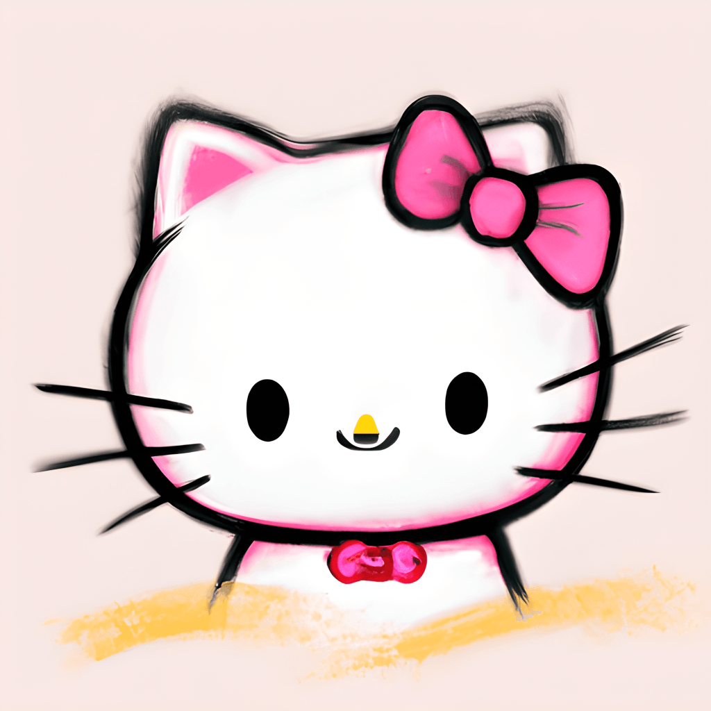 Super Cute Hello Kitty Illustration Painting · Creative Fabrica