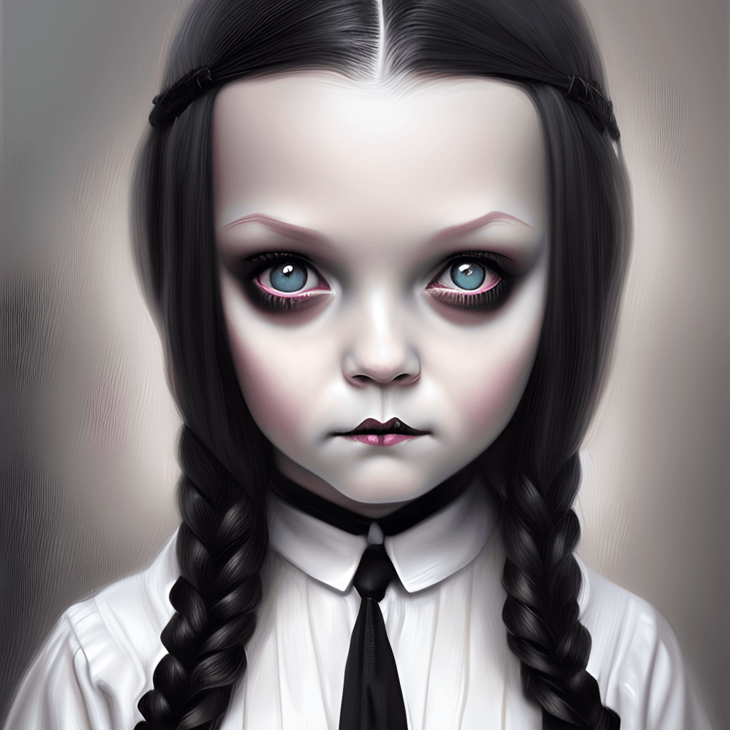 Beautiful Realistic Wednesday Addams Chibi by Charlie Bowater ...