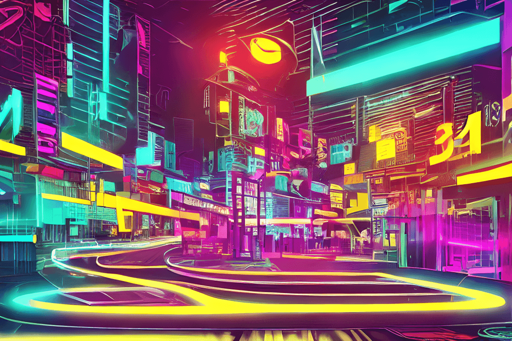 Abstract Neon Lights Newwave City Theme · Creative Fabrica