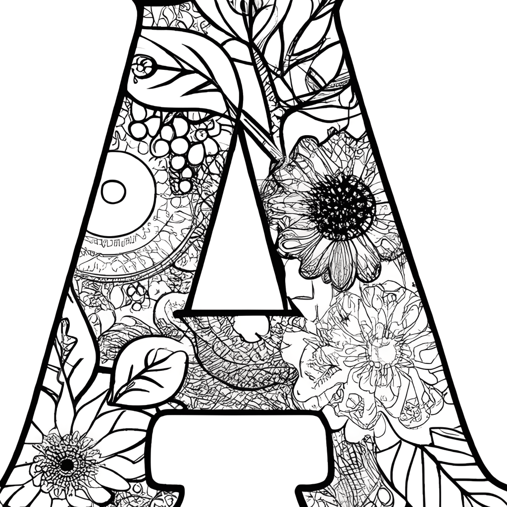 Floral Letter a Coloring Page · Creative Fabrica